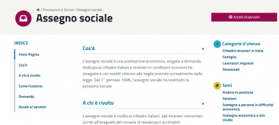 assegno sociale 2018
