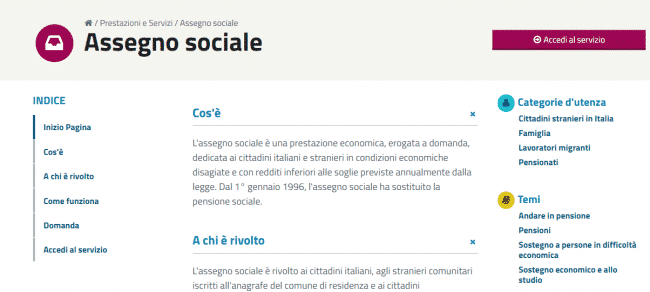 assegno sociale 2018